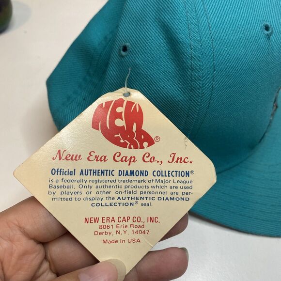 Vtg Florida Marlins New Era Fitted Hat Sz 6 5/8 Teal 59FIFTY MLB Wool USA - Picture 7 of 10